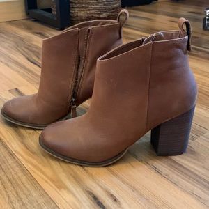 Tan leather booties